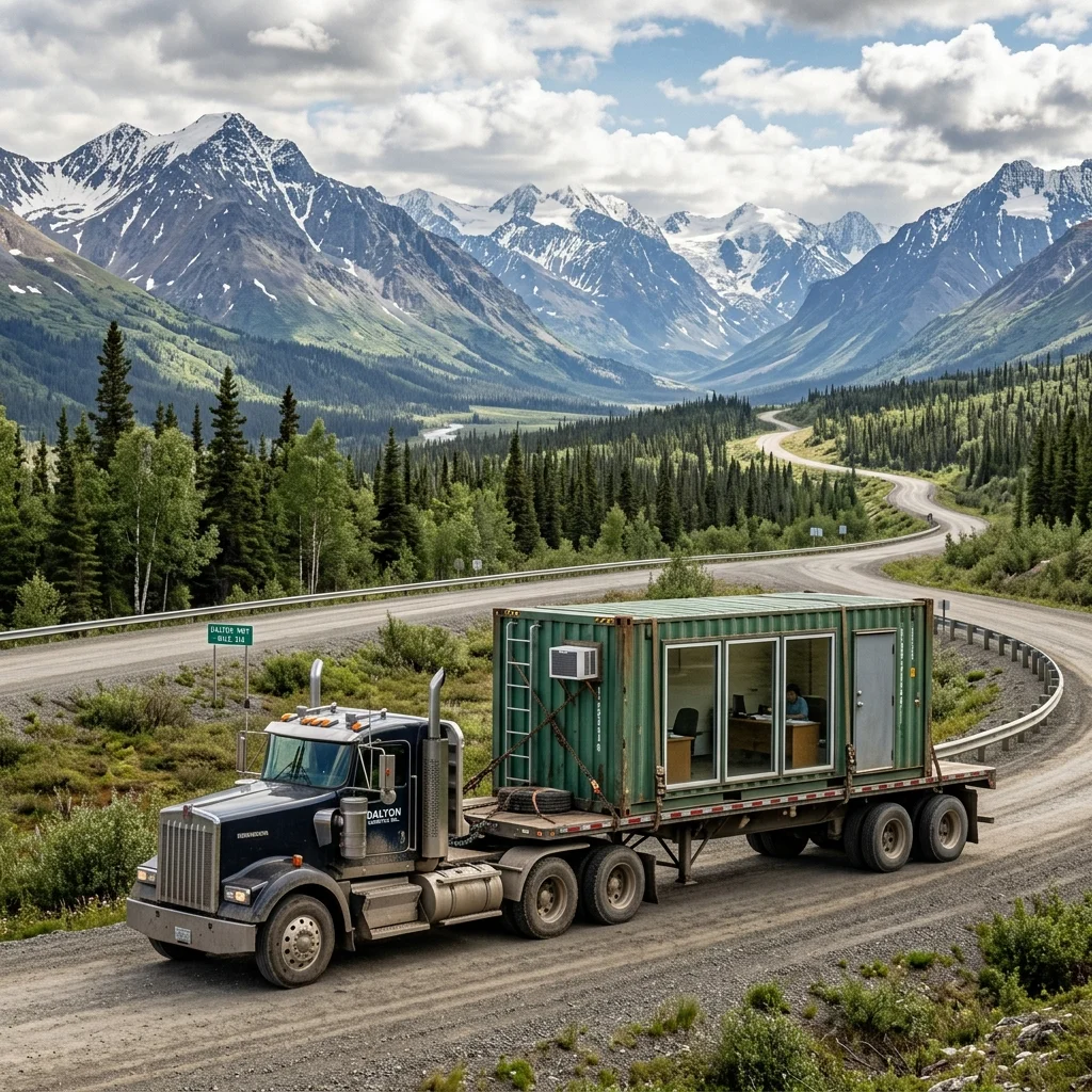 Side loader truck with container